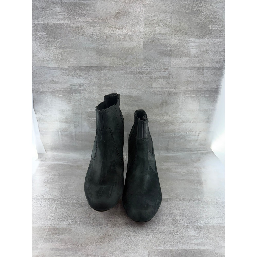 Clarks Women Black Leather Block Heel Ankle Boots Chelsea Booties Size 8M